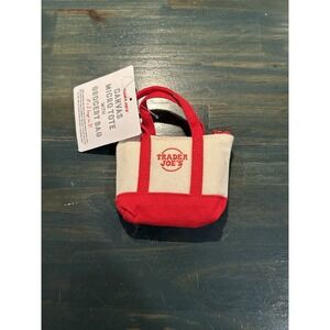 Trader Joe's Micro Tote with Grocery Bag Red and White NWT